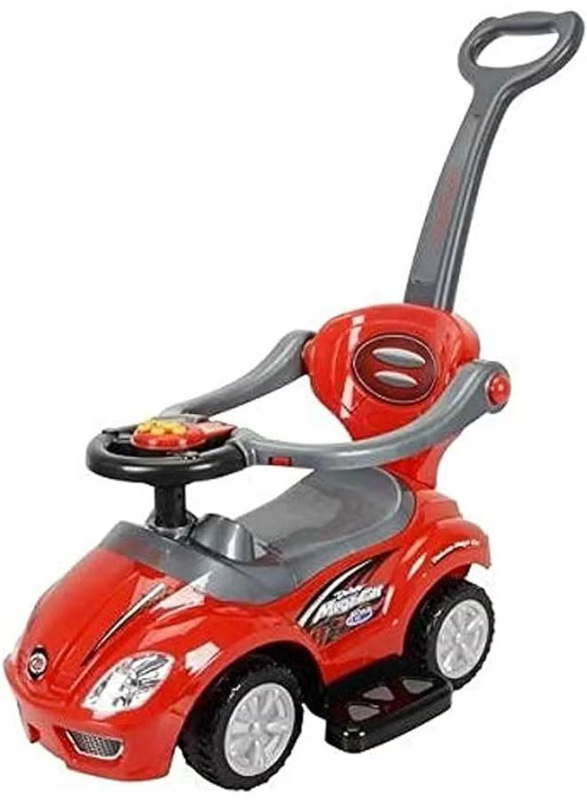 3 In 1 Ride On Toy Car With Barrier And Backrest, Removable Hanlde For Kids - Red