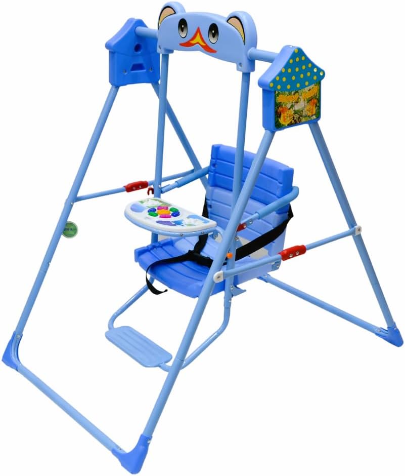 SMR Kids Swing with Music and Triple Fixing Strap, Baby Swings - 102X70X105 Cm Blue