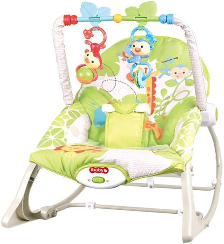 KidLe Multifunctional Baby Rockers, Portable And Foldable Rocking Chair For Newborn, Lightweight Baby Bouncer Chair With Toys And Music (Green)