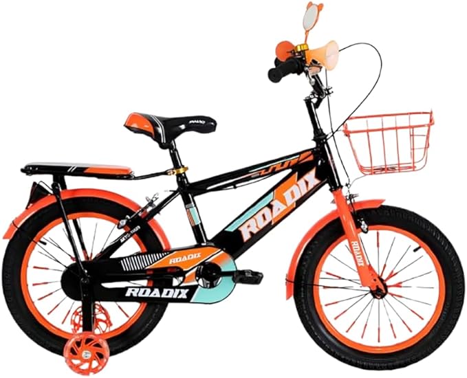16 Inches wheels size Children Bikes for Boys Girls Age 3-8 Years w/Training Wheels, Handbrake, Coaster Brake & Removable Basket, Kids Bicycle_Happy_kiddo