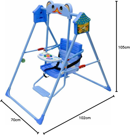 SMR Kids Swing with Music and Triple Fixing Strap, Baby Swings - 102X70X105 Cm Blue
