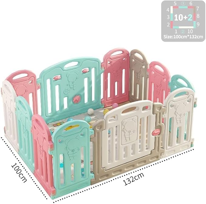 Extensively Useful Baby Playpen Versatile playpen for babies and toddlers Elegant Baby Playpen Fence with Fluffy play mat and 50 Non-Toxic Pit Ball 150 * 180 Extra Large baby Play yard (Baby Playpen)