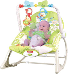 KidLe Multifunctional Baby Rockers, Portable And Foldable Rocking Chair For Newborn, Lightweight Baby Bouncer Chair With Toys And Music (Green)