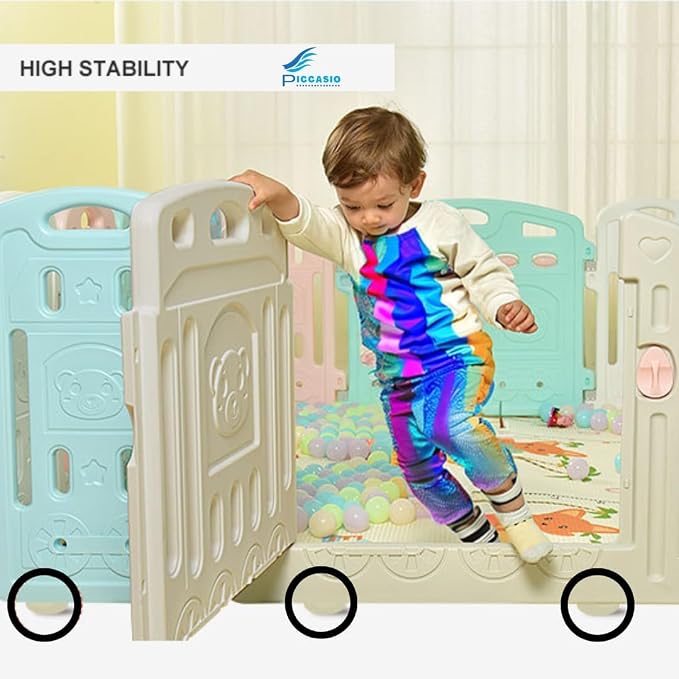 Extensively Useful Baby Playpen Versatile playpen for babies and toddlers Elegant Baby Playpen Fence with Fluffy play mat and 50 Non-Toxic Pit Ball 150 * 180 Extra Large baby Play yard (Baby Playpen)