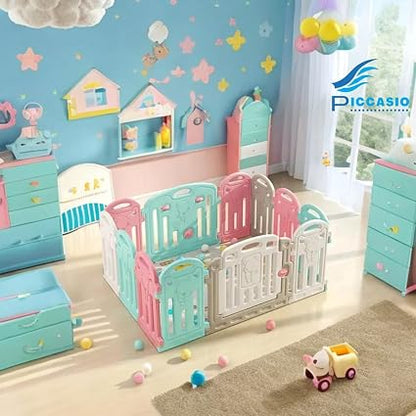 Extensively Useful Baby Playpen Versatile playpen for babies and toddlers Elegant Baby Playpen Fence with Fluffy play mat and 50 Non-Toxic Pit Ball 150 * 180 Extra Large baby Play yard (Baby Playpen)