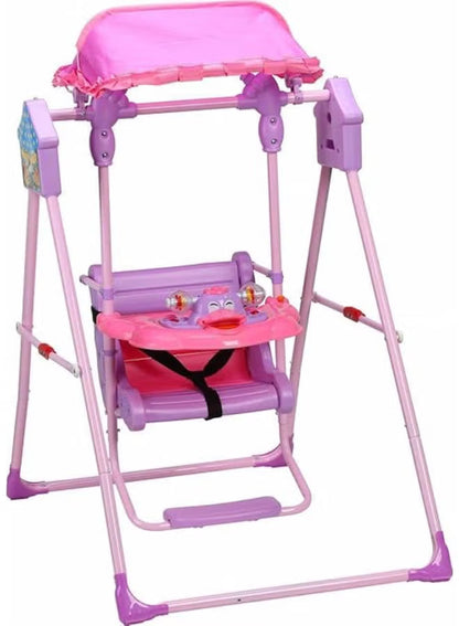 Swing for Kids - Baby Swing with Stand and Metal Body Frame - Perfect for Indoor and Outdoor - for Boys and Girls of Age 6 Months and Above_pink