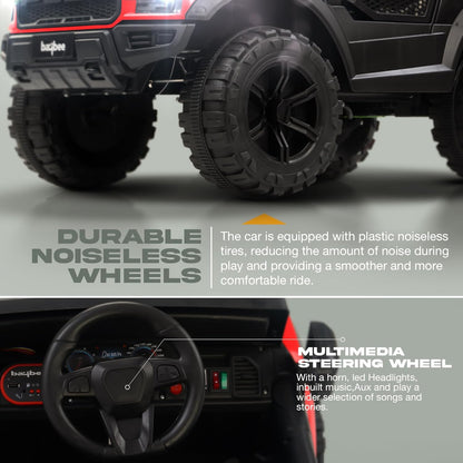 Baybee Bronco Battery Operated Electric Ride on Toy Jeep with RGB Windshield Light & Music for Kids, Boys, Girls, Baby Big Car to Drive, 3 to 8 Years, Red
