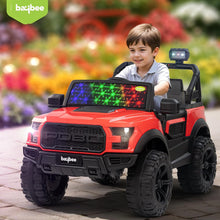 Baybee Bronco Battery Operated Electric Ride on Toy Jeep with RGB Windshield Light & Music for Kids, Boys, Girls, Baby Big Car to Drive, 3 to 8 Years, Red