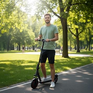 L11 Pro Electric Scooter for Adults, 350W Brushless Motor, 36V 10.5Ah Battery, 45KM/H 3-Speed Modes, 25–35KM Range, 8.5″ Road Tires, Rear Suspension, Foldable Aluminum Alloy Frame