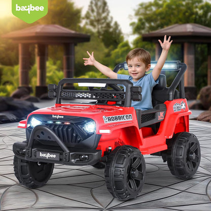 Baybee Turbo Battery Car for Kids Electric Jeep/Car for Kids with Music Led Light Ride On Kids Car Jeep Racing Baby Car Rechargeable Battery Operated Car for Kids 2-7 years Boys Girls (Red)