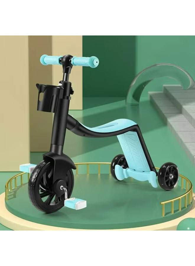 3-in-1 Kids Scooter, Convertible Design Adjustable Height - blue