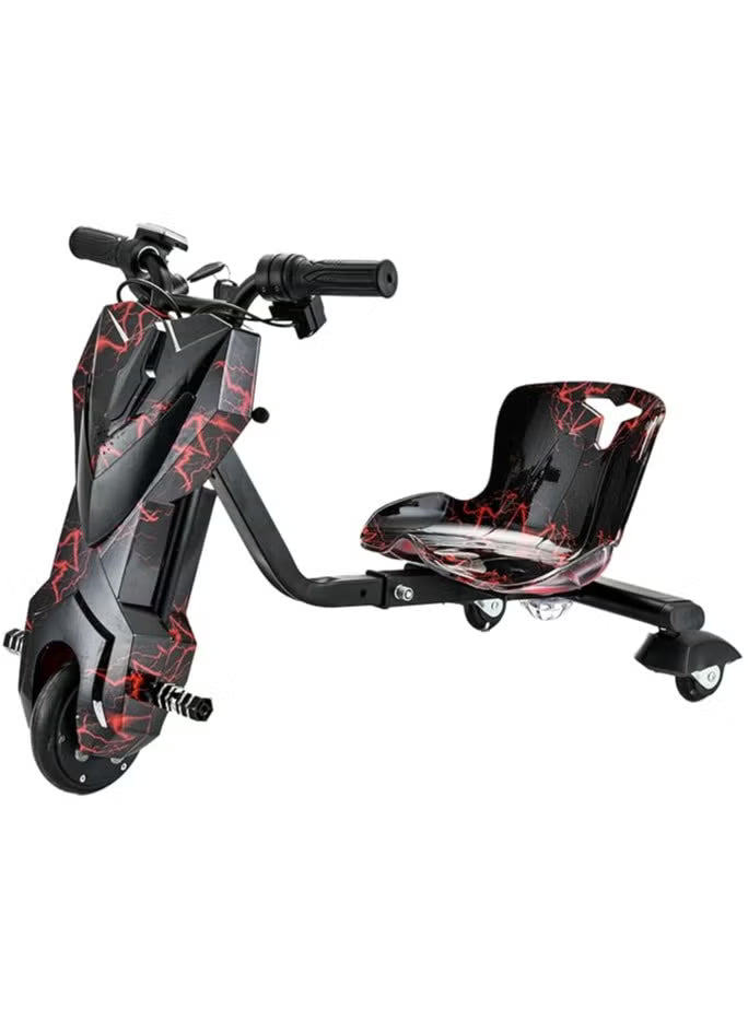 36V Drifting Electric Scooter, Adjustable Bluetooth 360 Degree 3-Wheel Scooter Drift With Helmet Pad Set for Children/Adult (Black/Red)