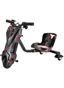 36V Drifting Electric Scooter, Adjustable Bluetooth 360 Degree 3-Wheel Scooter Drift With Helmet Pad Set for Children/Adult (Black/Red)