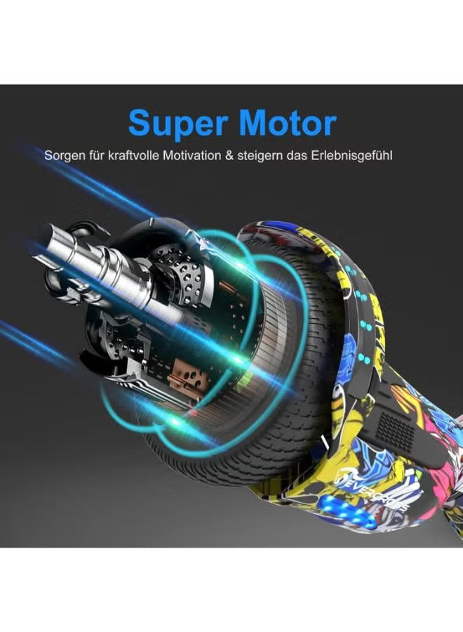 Evercross 6.5-Inch Self-Balancing Hoverboard with Hoverkart Seat Attachment, Bluetooth & LED Lights