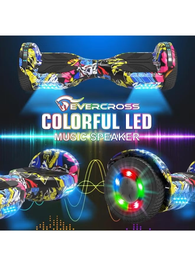 Evercross 6.5-Inch Self-Balancing Hoverboard with Hoverkart Seat Attachment, Bluetooth & LED Lights