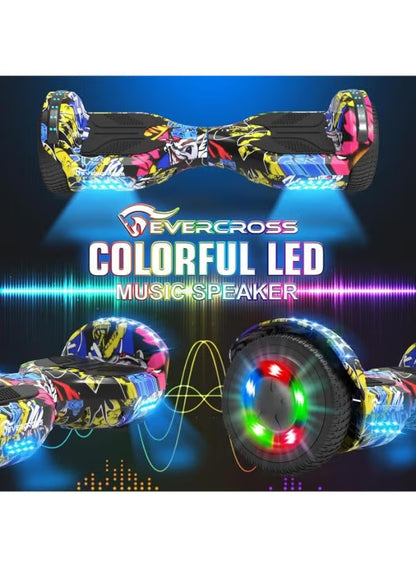 Evercross 6.5-Inch Self-Balancing Hoverboard with Hoverkart Seat Attachment, Bluetooth & LED Lights